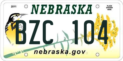NE license plate BZC104