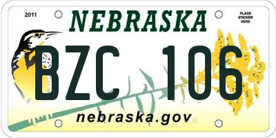 NE license plate BZC106