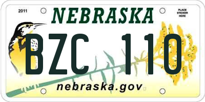 NE license plate BZC110