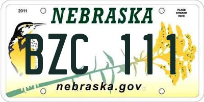 NE license plate BZC111