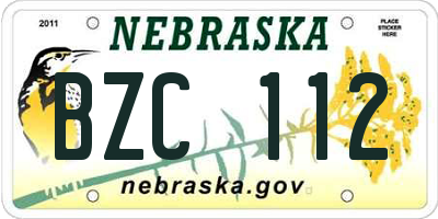 NE license plate BZC112
