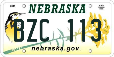 NE license plate BZC113