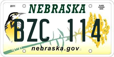 NE license plate BZC114