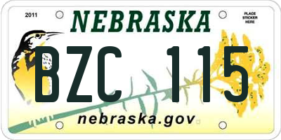 NE license plate BZC115