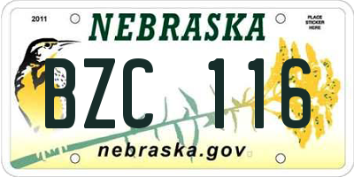 NE license plate BZC116