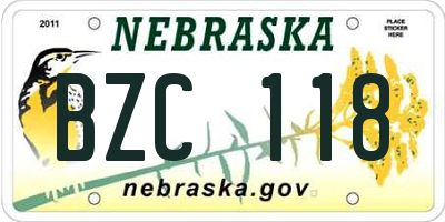 NE license plate BZC118