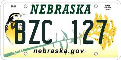 NE license plate BZC127