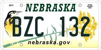 NE license plate BZC132