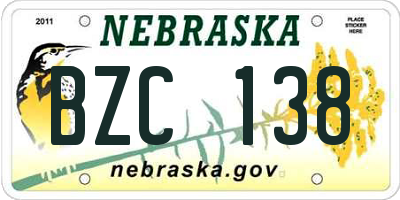 NE license plate BZC138
