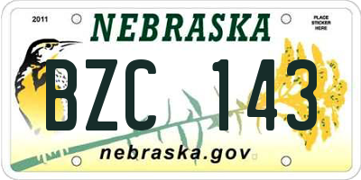 NE license plate BZC143