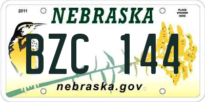 NE license plate BZC144