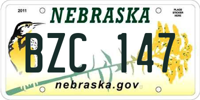 NE license plate BZC147