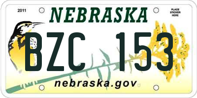 NE license plate BZC153
