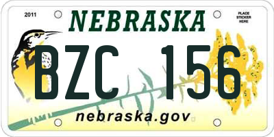 NE license plate BZC156