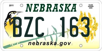 NE license plate BZC163