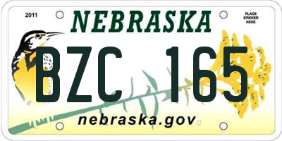 NE license plate BZC165