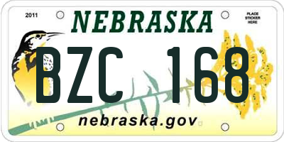 NE license plate BZC168