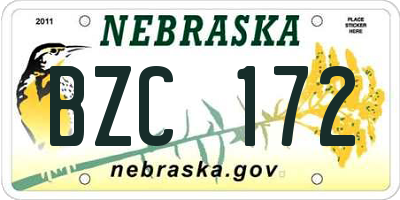 NE license plate BZC172