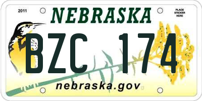 NE license plate BZC174