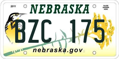NE license plate BZC175