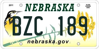 NE license plate BZC189