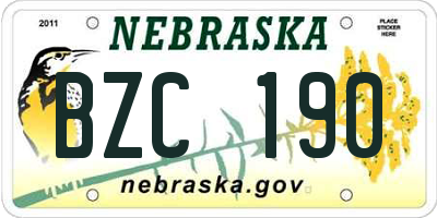NE license plate BZC190