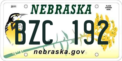 NE license plate BZC192