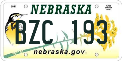 NE license plate BZC193
