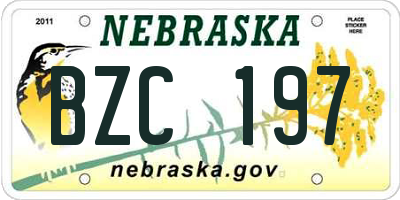 NE license plate BZC197