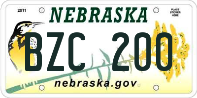 NE license plate BZC200