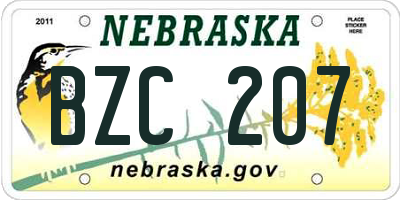 NE license plate BZC207