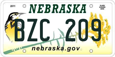 NE license plate BZC209