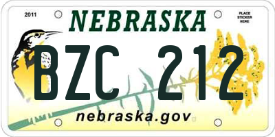 NE license plate BZC212