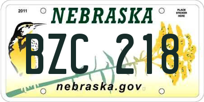 NE license plate BZC218