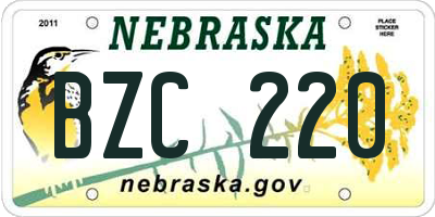 NE license plate BZC220