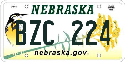 NE license plate BZC224