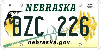 NE license plate BZC226