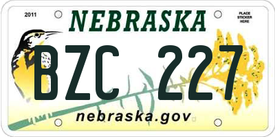 NE license plate BZC227