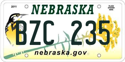 NE license plate BZC235
