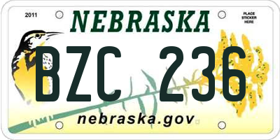 NE license plate BZC236