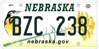 NE license plate BZC238