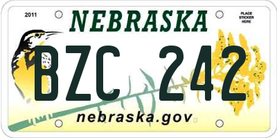 NE license plate BZC242