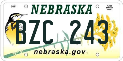 NE license plate BZC243
