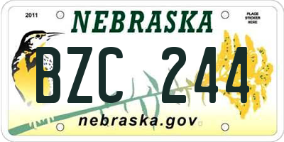 NE license plate BZC244