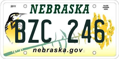 NE license plate BZC246