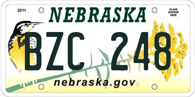 NE license plate BZC248