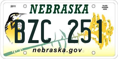 NE license plate BZC251