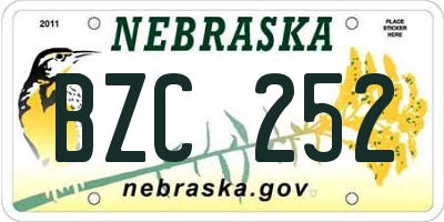 NE license plate BZC252