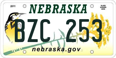 NE license plate BZC253