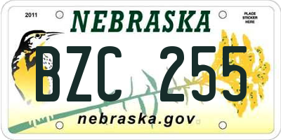 NE license plate BZC255